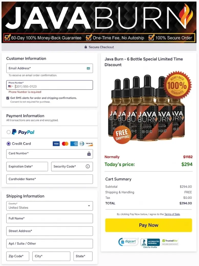 Java Burn secure checkout